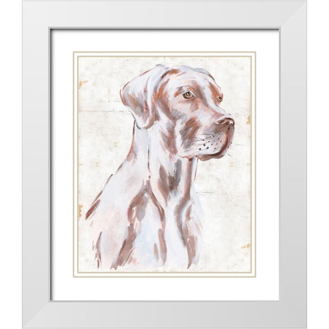 Sitting Dog IV White Modern Wood Framed Art Print with Double Matting by Wang, Melissa