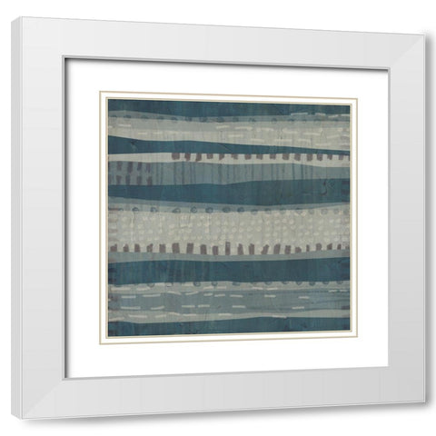 Blue Dusk Textile II White Modern Wood Framed Art Print with Double Matting by Vess, June Erica