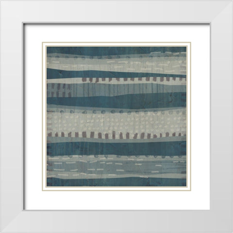 Blue Dusk Textile II White Modern Wood Framed Art Print with Double Matting by Vess, June Erica