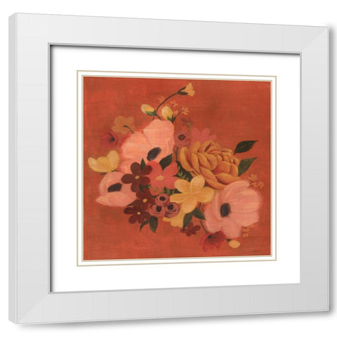 Burnt Orange Bouquet I White Modern Wood Framed Art Print with Double Matting by Popp, Grace