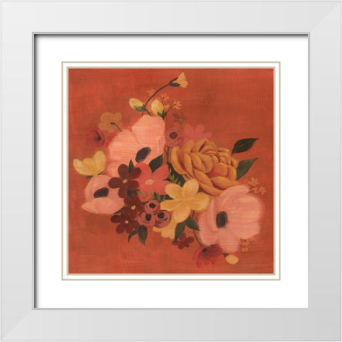 Burnt Orange Bouquet I White Modern Wood Framed Art Print with Double Matting by Popp, Grace