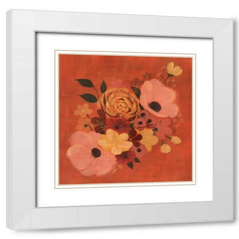 Burnt Orange Bouquet II White Modern Wood Framed Art Print with Double Matting by Popp, Grace