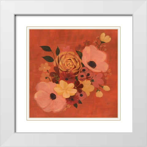 Burnt Orange Bouquet II White Modern Wood Framed Art Print with Double Matting by Popp, Grace