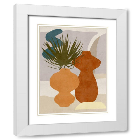 Decorated Vases I White Modern Wood Framed Art Print with Double Matting by Wang, Melissa