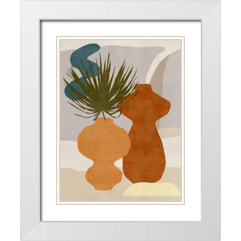 Decorated Vases I White Modern Wood Framed Art Print with Double Matting by Wang, Melissa