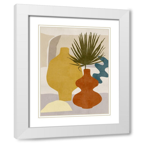 Decorated Vases II White Modern Wood Framed Art Print with Double Matting by Wang, Melissa