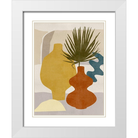 Decorated Vases II White Modern Wood Framed Art Print with Double Matting by Wang, Melissa