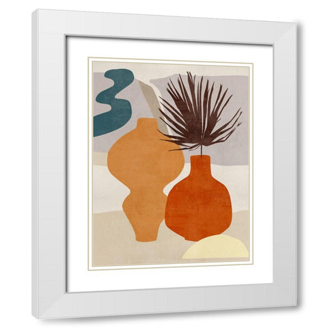 Decorated Vases III White Modern Wood Framed Art Print with Double Matting by Wang, Melissa
