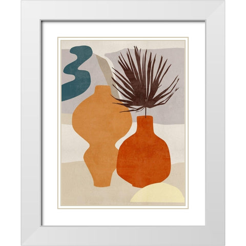 Decorated Vases III White Modern Wood Framed Art Print with Double Matting by Wang, Melissa