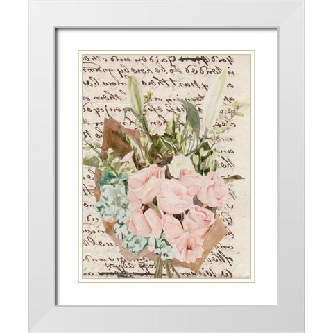 Wrapped Bouquet II White Modern Wood Framed Art Print with Double Matting by Wang, Melissa