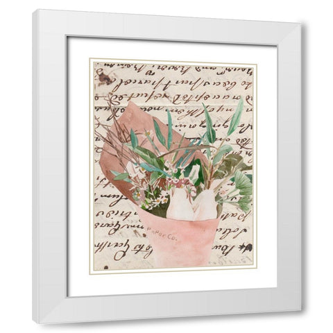 Wrapped Bouquet IV White Modern Wood Framed Art Print with Double Matting by Wang, Melissa