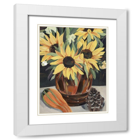 Sunflower Vase II White Modern Wood Framed Art Print with Double Matting by Warren, Annie