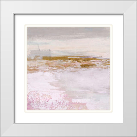 Magenta Skyline I White Modern Wood Framed Art Print with Double Matting by Warren, Annie