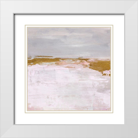 Magenta Skyline II White Modern Wood Framed Art Print with Double Matting by Warren, Annie