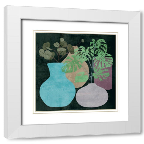 Decorative Vases I White Modern Wood Framed Art Print with Double Matting by Wang, Melissa