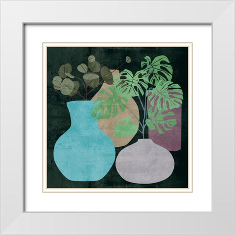 Decorative Vases I White Modern Wood Framed Art Print with Double Matting by Wang, Melissa
