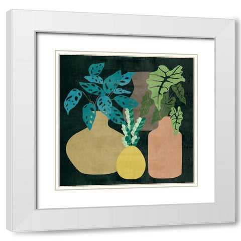 Decorative Vases II White Modern Wood Framed Art Print with Double Matting by Wang, Melissa