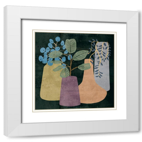 Decorative Vases III White Modern Wood Framed Art Print with Double Matting by Wang, Melissa