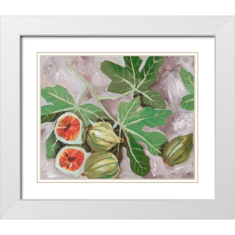 Decorative Fig I White Modern Wood Framed Art Print with Double Matting by Wang, Melissa