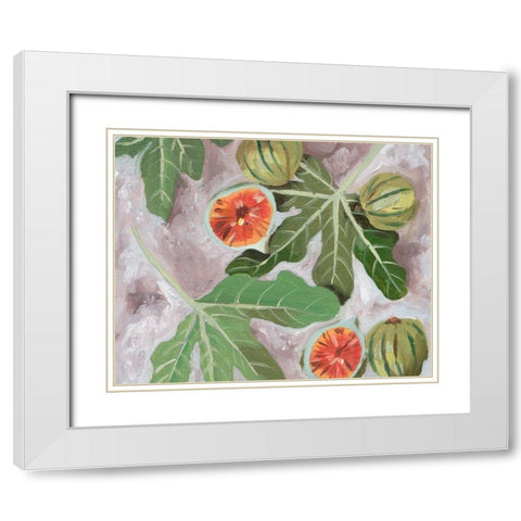 Decorative Fig II White Modern Wood Framed Art Print with Double Matting by Wang, Melissa