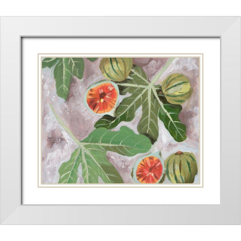 Decorative Fig II White Modern Wood Framed Art Print with Double Matting by Wang, Melissa