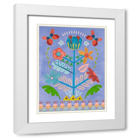 Embroidered Garden I White Modern Wood Framed Art Print with Double Matting by Wang, Melissa