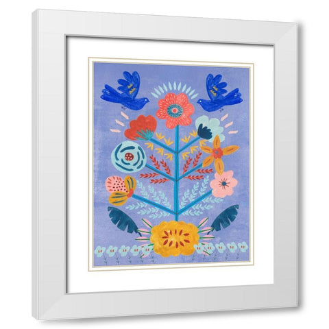 Embroidered Garden III White Modern Wood Framed Art Print with Double Matting by Wang, Melissa