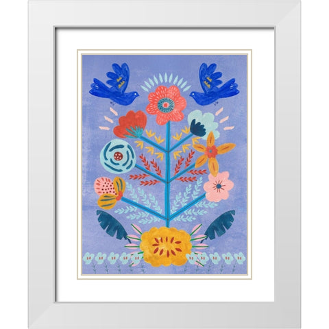 Embroidered Garden III White Modern Wood Framed Art Print with Double Matting by Wang, Melissa