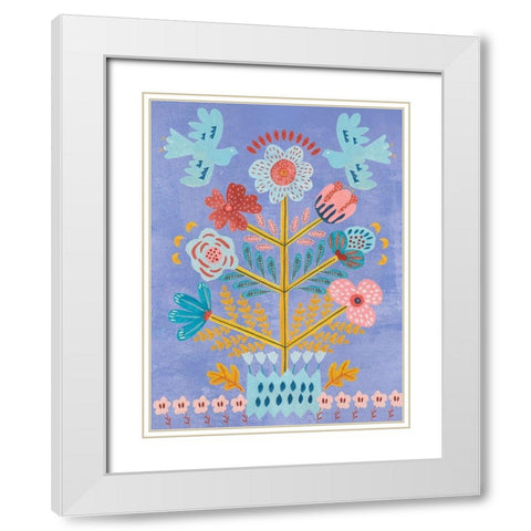 Embroidered Garden IV White Modern Wood Framed Art Print with Double Matting by Wang, Melissa