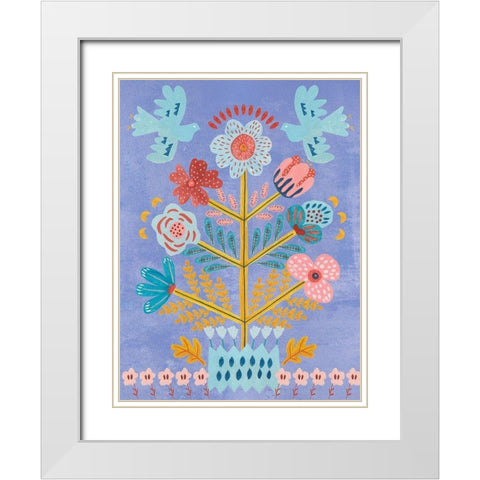 Embroidered Garden IV White Modern Wood Framed Art Print with Double Matting by Wang, Melissa