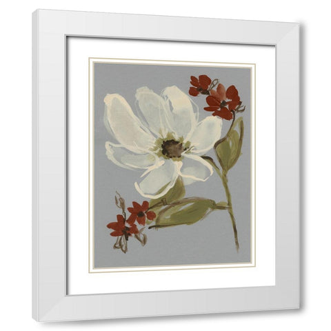 Subdued Floral I White Modern Wood Framed Art Print with Double Matting by Goldberger, Jennifer