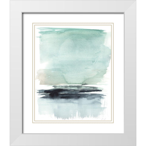 Teal Moor I White Modern Wood Framed Art Print with Double Matting by Goldberger, Jennifer