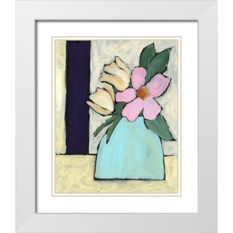 Distressed Bouquet I White Modern Wood Framed Art Print with Double Matting by Moore, Regina