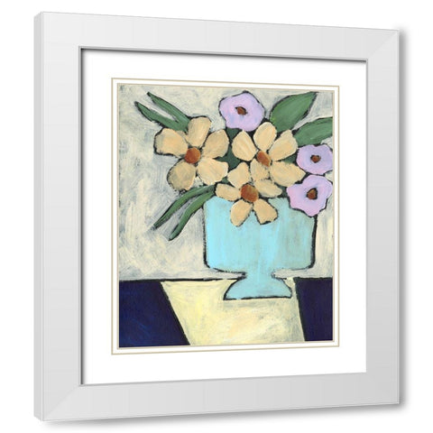 Distressed Bouquet II White Modern Wood Framed Art Print with Double Matting by Moore, Regina