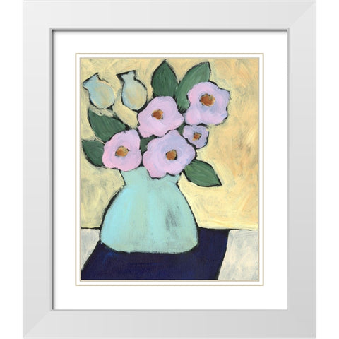 Distressed Bouquet III White Modern Wood Framed Art Print with Double Matting by Moore, Regina