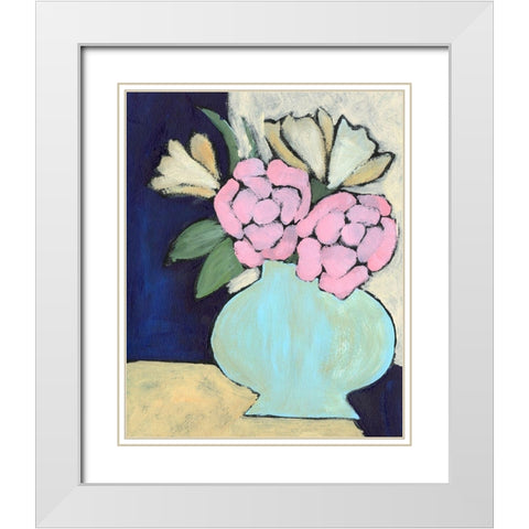 Distressed Bouquet IV White Modern Wood Framed Art Print with Double Matting by Moore, Regina