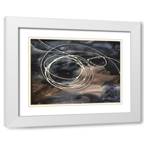 Midnight Swirl II White Modern Wood Framed Art Print with Double Matting by Moore, Regina
