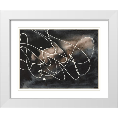 Midnight Swirl III White Modern Wood Framed Art Print with Double Matting by Moore, Regina