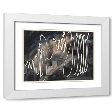 Midnight Swirl IV White Modern Wood Framed Art Print with Double Matting by Moore, Regina