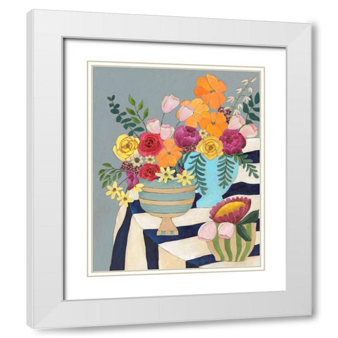 Striped Tablecloth I White Modern Wood Framed Art Print with Double Matting by Moore, Regina