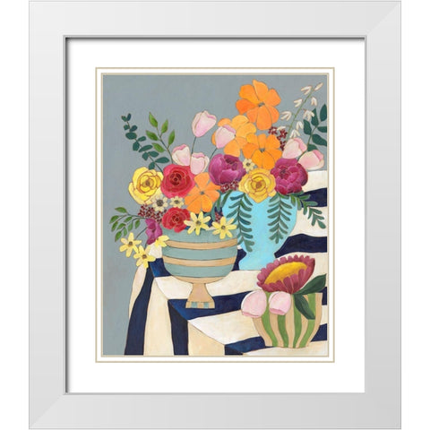 Striped Tablecloth I White Modern Wood Framed Art Print with Double Matting by Moore, Regina