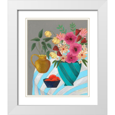 Striped Tablecloth II White Modern Wood Framed Art Print with Double Matting by Moore, Regina