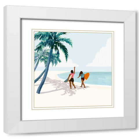 Palm Tree Paradise II White Modern Wood Framed Art Print with Double Matting by Barnes, Victoria