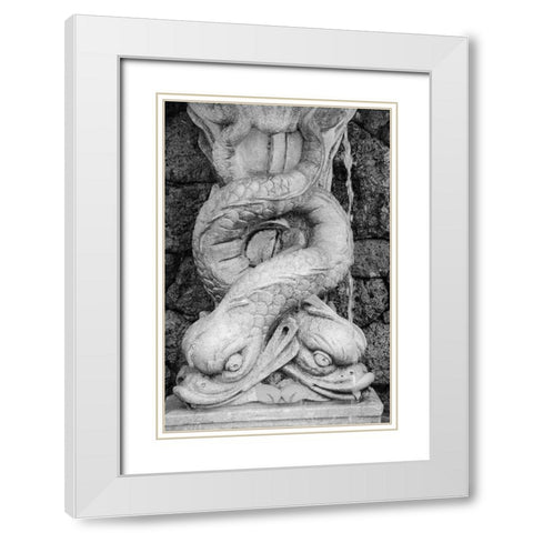 Black and White Fountain Detail I White Modern Wood Framed Art Print with Double Matting by DeNardo, Laura