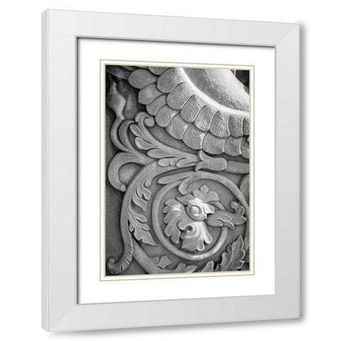 Black and White Fountain Detail II White Modern Wood Framed Art Print with Double Matting by DeNardo, Laura
