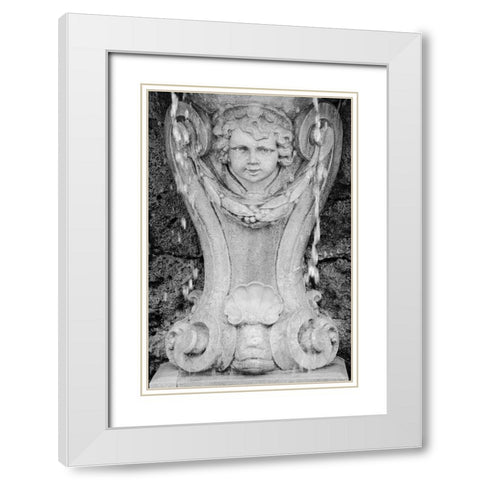 Black and White Fountain Detail III White Modern Wood Framed Art Print with Double Matting by DeNardo, Laura