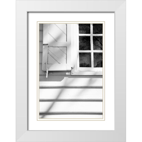 Black and White Windows and Shadows I White Modern Wood Framed Art Print with Double Matting by DeNardo, Laura