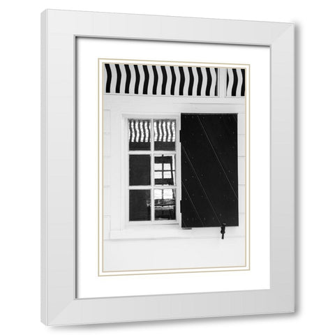 Black and White Windows and Shadows V White Modern Wood Framed Art Print with Double Matting by DeNardo, Laura