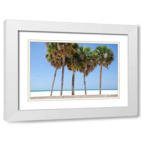 Coastal Palms I White Modern Wood Framed Art Print with Double Matting by DeNardo, Laura