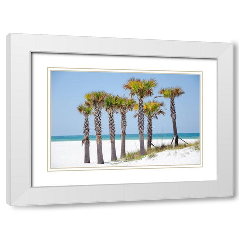 Coastal Palms II White Modern Wood Framed Art Print with Double Matting by DeNardo, Laura